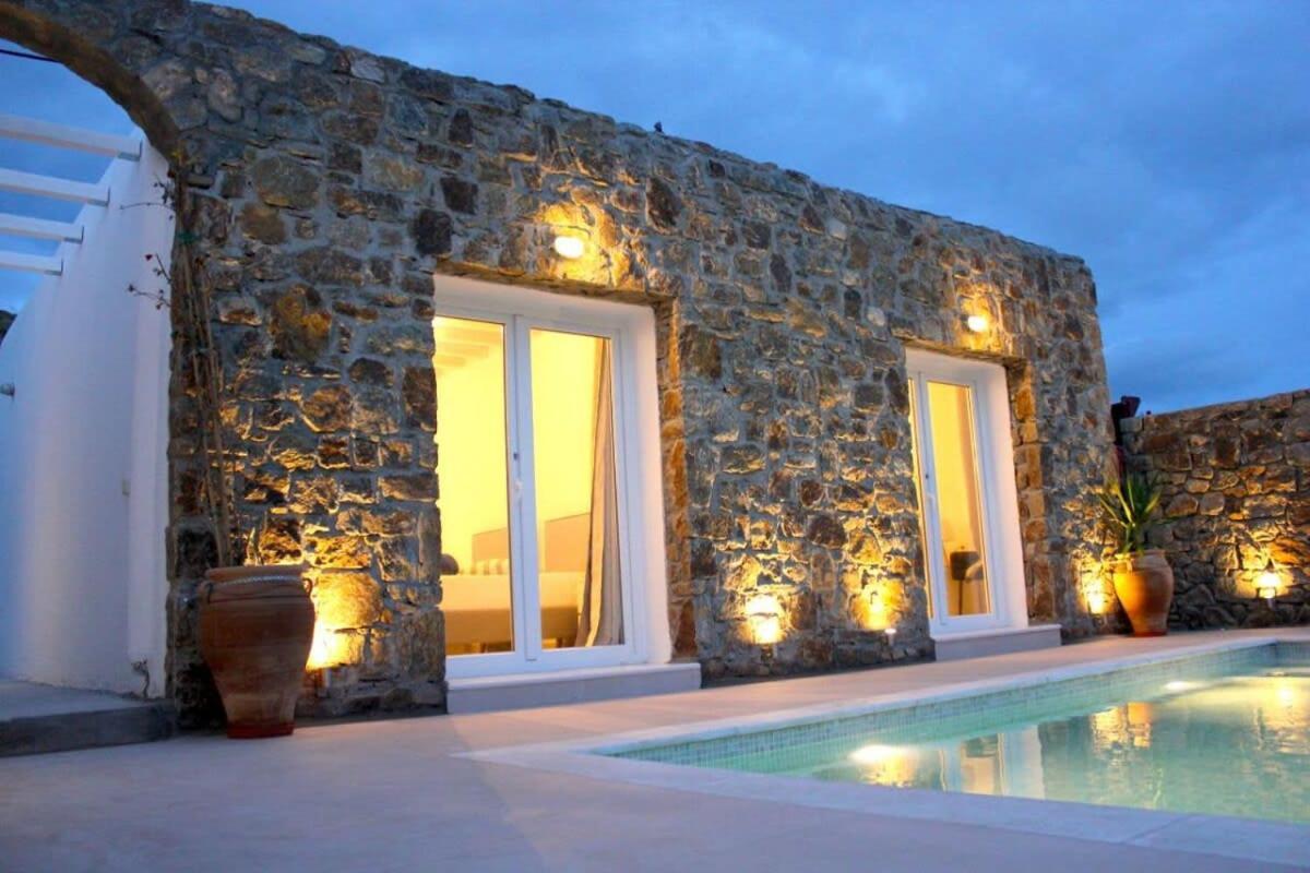 Mykonian Luxury Light Blue Villa With Private Pool Kalafatis Exterior foto